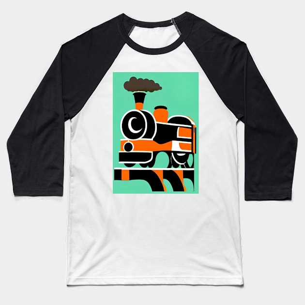 POPART COMIC STYLE GREEN AND BLACK STEAM TRAINS Baseball T-Shirt by sailorsam1805